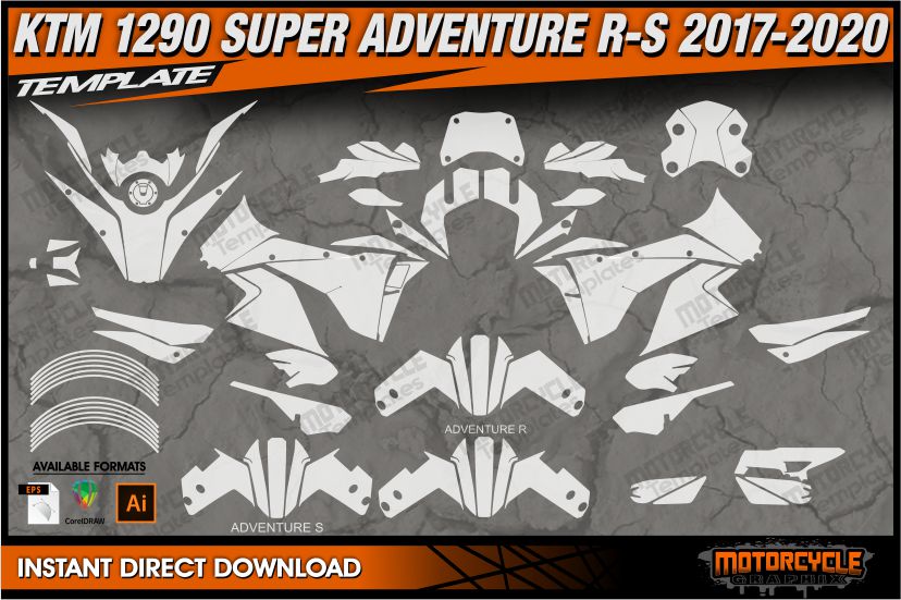 KTM 1290 SUPERDUKE 2020 TEMPLATE - Legit, verified & testfitted vector  template (.AI, .EPS, .CDR). Instant download. Guaranteed perfect fitment.  All templates made by the same person since 2015.