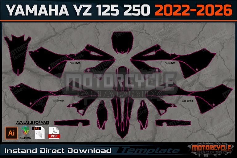 Yamaha YZ 125/250 2015-2021 Graphics Template – Vector Format AI CDR EPS (M11)