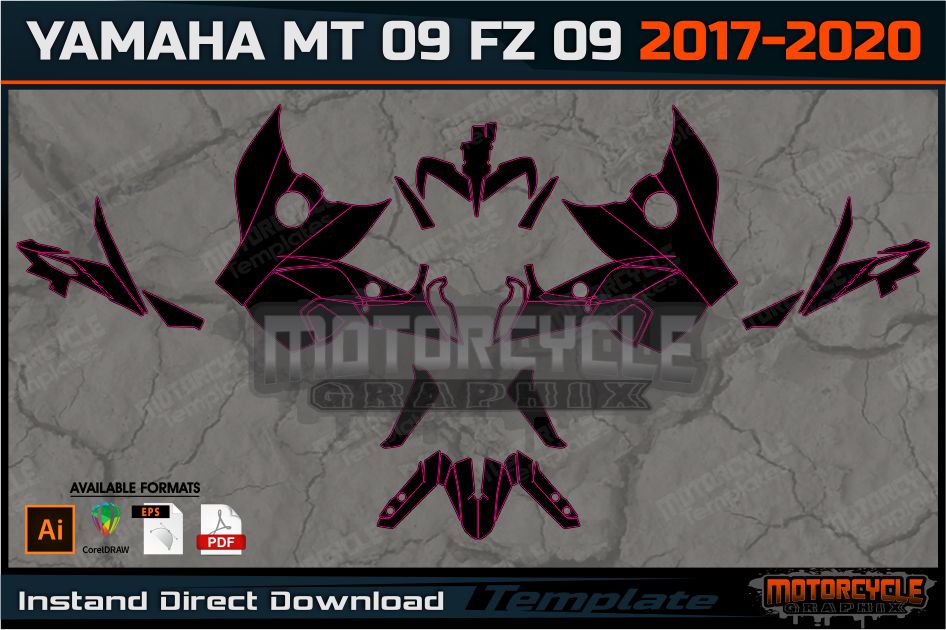 YAMAHA MT 09 FZ 09 2017-2020 – MOTORCYCLE TEMPLATES
