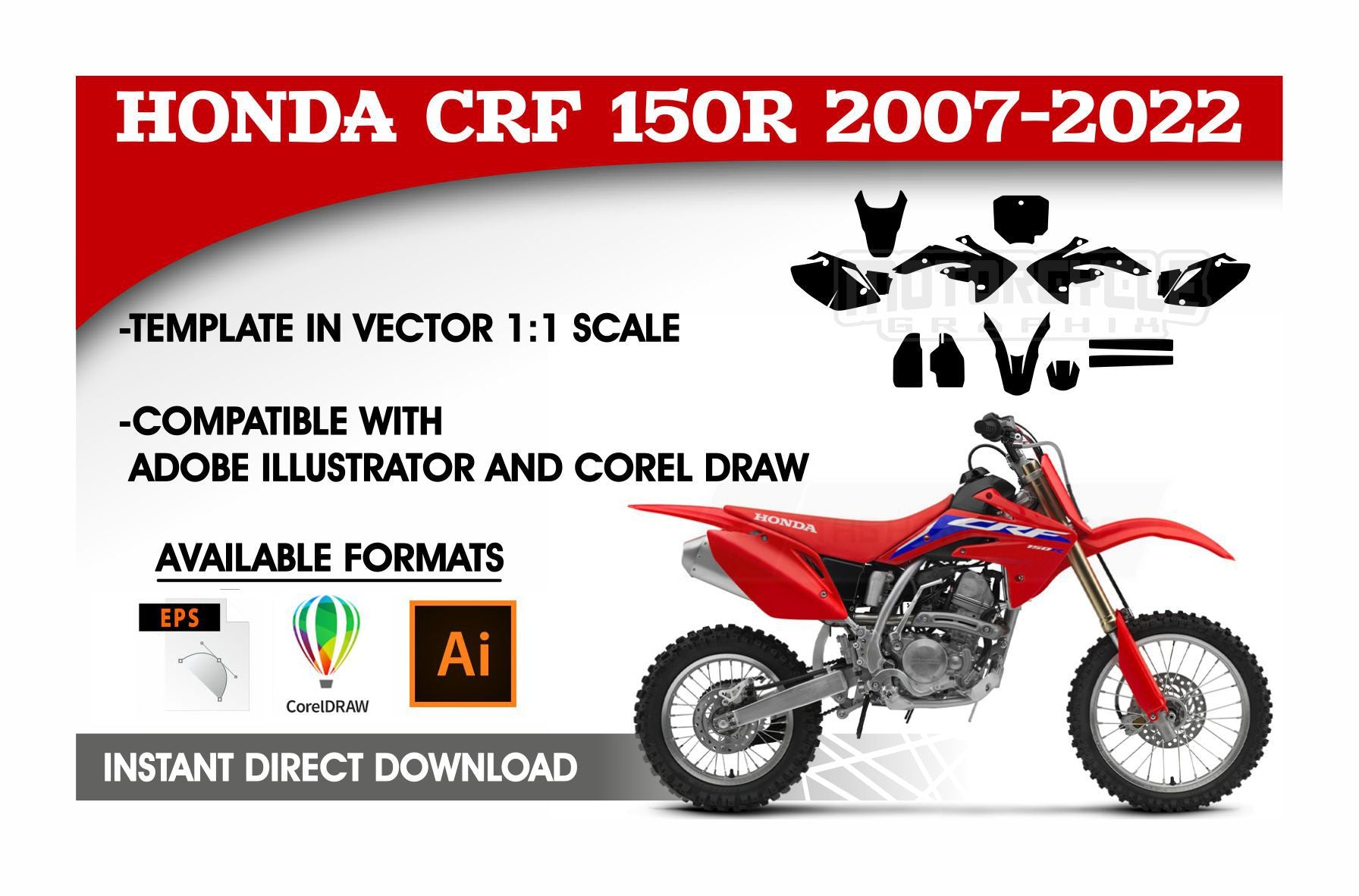 HONDA CRF 150 R 20072022 MOTORCYCLE TEMPLATES HONDA CRF 150 R 20072022 MOTORCYCLE TEMPLATES