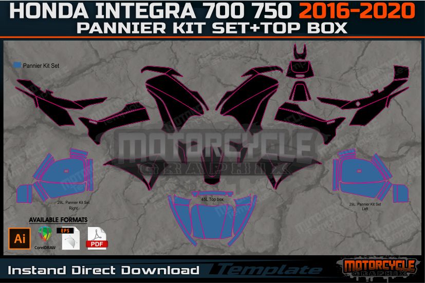 HONDA INTEGRA 700 750 2016-2020+PANNIER KIT SET+TOP BOX